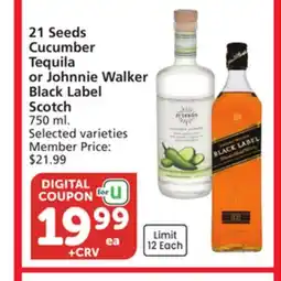 Albertsons 21 Seeds Cucumber Tequila or Johnnie Walker Black Label Scotch offer