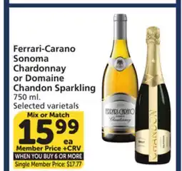 Albertsons Ferrari-Carano Sonoma Chardonnay or Domaine Chandon Sparkling offer