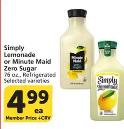 Albertsons Simply Lemonade or Minute Maid Zero Sugar offer