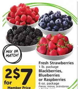 Albertsons Fresh Strawberries 1 lb. package Blackberries, Blueberries or Raspberries 6 oz. package offer