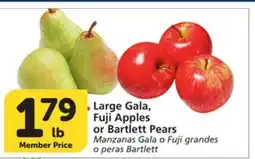 Albertsons Large Gala, Fuji Apples or Bartlett Pears offer
