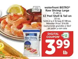 Albertsons waterfront BISTRO Raw Shrimp Large 31-40 ct. EZ Peel Shell & Tail on offer