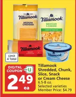 Albertsons Tillamook Shredded, Chunk, Slice, Snack or Cream Cheese offer