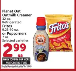 Vons Planet Oat Oatmilk Creamer 32 oz. Refrigerated Fritos 9.25-10 oz. or Popcorners 7 oz offer
