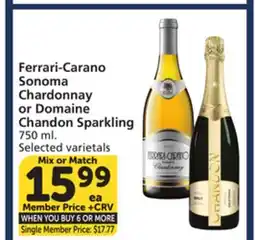 Vons Ferrari-Carano Sonoma Chardonnay or Domaine Chandon Sparkling offer