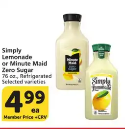 Vons Simply Lemonade or Minute Maid Zero Sugar offer