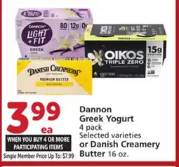 Vons Dannon Greek Yogurt 4 pack or Danish Creamery Butter 16 oz offer