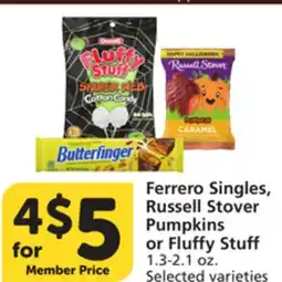 Vons Ferrero Singles, Russell Stover Pumpkins or Fluffy Stuff offer