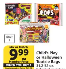 Vons Child's Play or Halloween Tootsie Bags offer