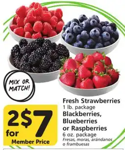 Vons Fresh Strawberries 1 lb. package Blackberries, Blueberries or Raspberries 6 oz. package offer