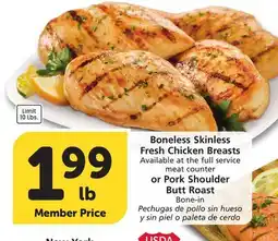 Vons Boneless Skinless Fresh Chicken Breasts or Pork Shoulder Butt Roast offer