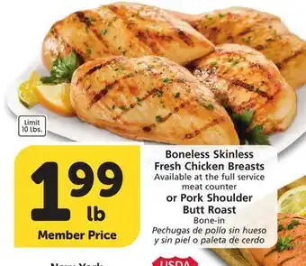 Vons Boneless Skinless Fresh Chicken Breasts or Pork Shoulder Butt Roast offer
