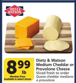 Vons Dietz & Watson Medium Cheddar or Provolone Cheese offer