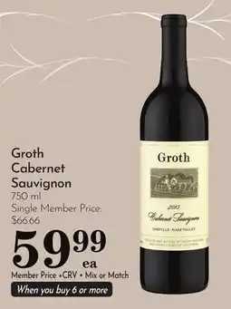 Pavilions Groth Cabernet Sauvignon offer