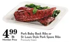 Pavilions Pork Baby Back Ribs or St. Louis Style Pork Spare Ribs offer