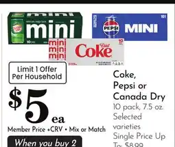 Pavilions Coke, Pepsi or Canada Dry offer