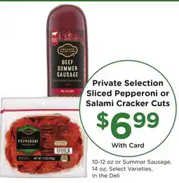 Ralphs Private Selection Sliced Pepperoni or Salami Cracker Cuts offer