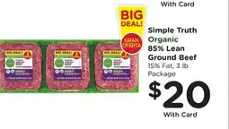 Ralphs Simple Truth Organic 85% Lean Ground Beef offer