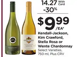 Ralphs Kendall-Jackson, Kim Crawford, Stella Rosa or Wente Chardonnay offer