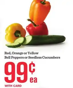 Mariano's Red, Orange or Yellow Bell Peppers or Seedless Cucumbers offer