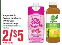 Mariano's Simple Truth Organic Kombucha or Vita Coco Treats Beverage offer