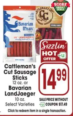Jewel-Osco Cattleman's Cut Sausage Sticks 12 oz. or Bavarian LandJaeger 10 oz offer