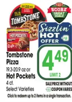 Jewel-Osco Tombstone Pizza 19.3-20.9 oz or Hot Pockets 4 ct offer