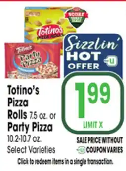 Jewel-Osco Totino's Pizza Rolls 7.5 oz. or Party Pizza 10.2-10.7 oz offer