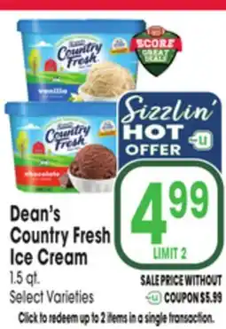 Jewel-Osco Dean's Country Fresh Ice Cream COUPON $5.99 offer