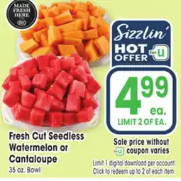 Jewel-Osco Fresh Cut Seedless Watermelon or Cantaloupe offer