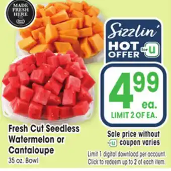 Jewel-Osco Fresh Cut Seedless Watermelon or Cantaloupe offer