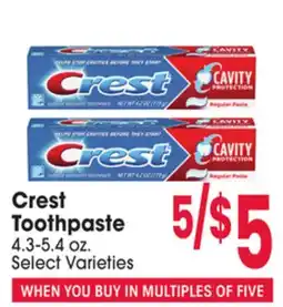 Jewel-Osco Crest Toothpaste Toothpaste offer