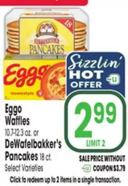 Jewel-Osco Eggo Waffles 10.7-12.3 oz. or DeWafelbakker's Pancakes 18 ct offer