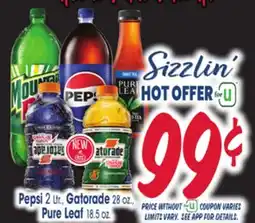 Jewel-Osco Pepsi 2 Ltr., Gatorade 28 oz., Pure Leaf 18.5 oz offer