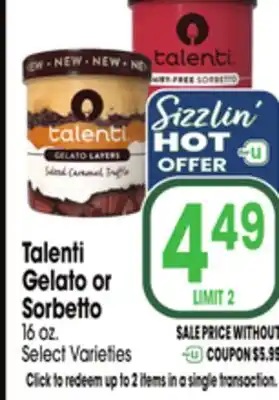 Jewel-Osco Talenti Gelato or Sorbetto offer