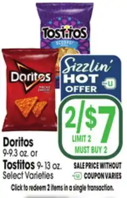 Jewel-Osco Doritos 9-9.3 oz. or Tostitos 9-13 oz offer