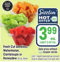 Jewel-Osco Fresh Cut Seedless Watermelon, Cantaloupe or Honeydew offer
