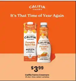 Jewel-Osco Califia Farms Creamers offer