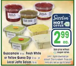 Jewel-Osco Guacamole Fresh White or Yellow Queso Dip 12 oz., or Local Jaffa Salsas 16 oz offer