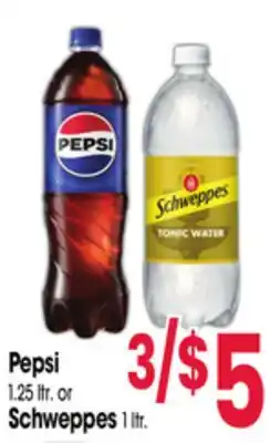 Jewel-Osco Pepsi 1.25 ltr. or Schweppes 1 ltr offer