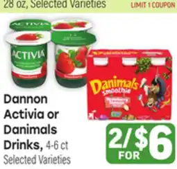 Tony’s Fresh Market Dannon Activia or Danimals Drinks offer