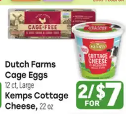 Tony’s Fresh Market Dutch Farms Cage Eggs 12 ct, Large, Kemps Cottage Cheese 22 oz offer