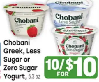 Tony’s Fresh Market Chobani Greek, Less Sugar or Zero Sugar Yogurt offer