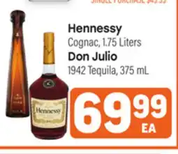 Tony’s Fresh Market Hennessy Cognac, 1.75 Liters, Don Julio 1942 Tequila, 375mL offer