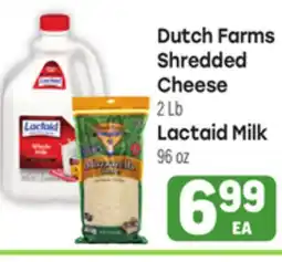 Tony’s Fresh Market Dutch Farms Shredded Cheese 2Lb Lactaid Milk 96oz offer