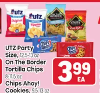 Tony’s Fresh Market UTZ Party Size, 12.5-13oz On The Border Tortilla Chips 8-11.5oz Chips Ahoy! Cookies, 9.5-13oz offer