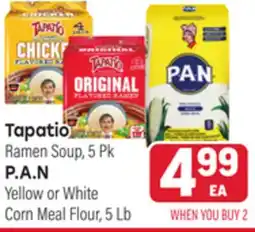 Tony’s Fresh Market Tapatio Ramen Ramen Soup, 5Pk P.A.N Yellow or White 5 Lb offer
