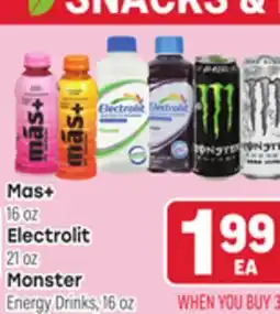 Tony’s Fresh Market Mas+, 16 oz Electrolit, 21 oz Monster Energy offer