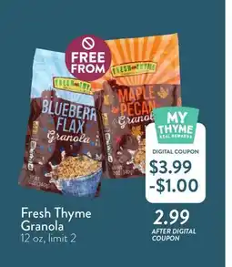 Fresh Thyme Fresh Thyme Granola offer