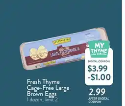Fresh Thyme FREE THYME LARGE-EGGS Brown Eggs offer